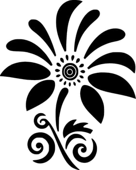 Flower - Black and White Isolated Icon - Vector illustration