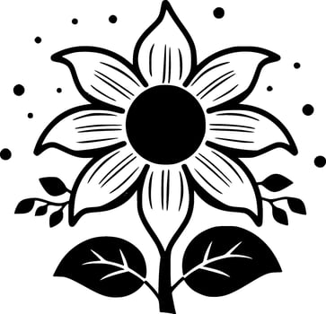 Flower - Black and White Isolated Icon - Vector illustration