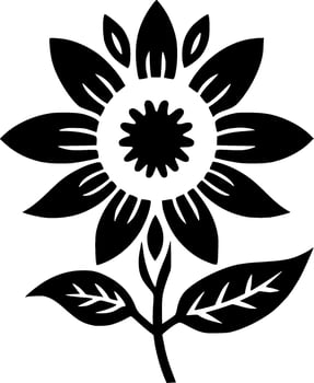 Flower, Black and White Vector illustration
