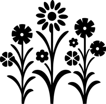 Flowers, Black and White Vector illustration