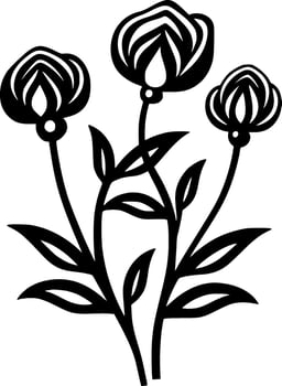 Flowers, Black and White Vector illustration