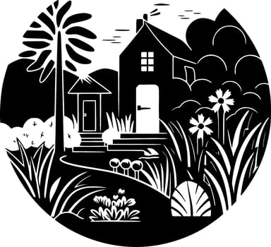 Garden, Black and White Vector illustration