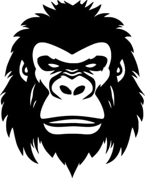 Gorilla, Black and White Vector illustration