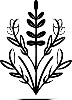 Lavender, Black and White Vector illustration