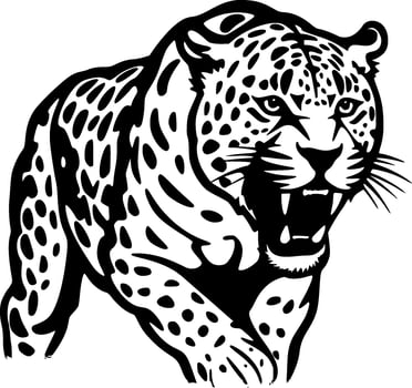 Leopard - Black and White Isolated Icon - Vector illustration
