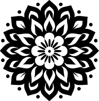 Mandala, Black and White Vector illustration