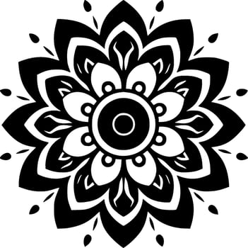 Mandala, Black and White Vector illustration