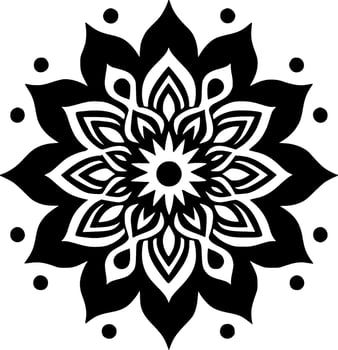 Mandala, Black and White Vector illustration