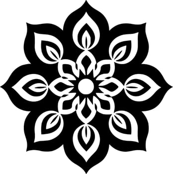 Mandala - Black and White Isolated Icon - Vector illustration