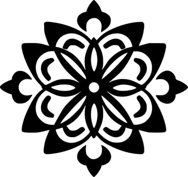 Mandala - Black and White Isolated Icon - Vector illustration