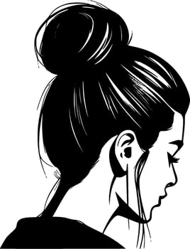 Messy Bun, Minimalist and Simple Silhouette - Vector illustration