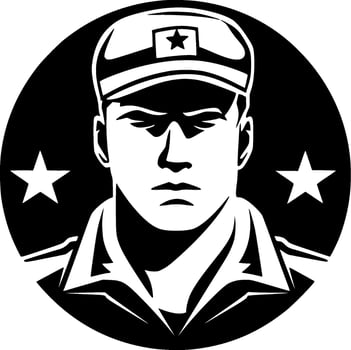 Military - Black and White Isolated Icon - Vector illustration