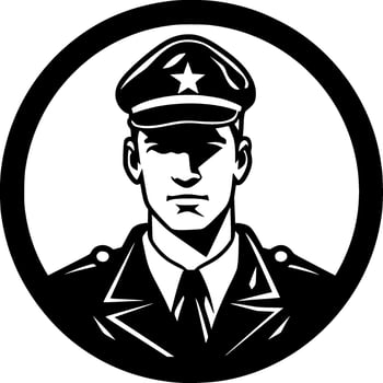 Military, Black and White Vector illustration