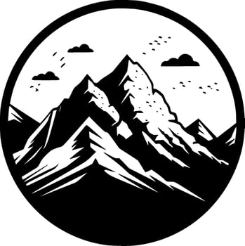 Mountains - Black and White Isolated Icon - Vector illustration