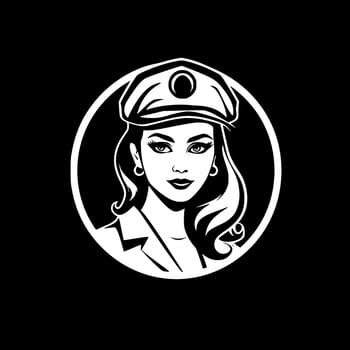 Nurse, Black and White Vector illustration