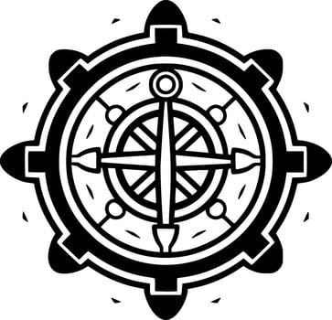 Nautical - Black and White Isolated Icon - Vector illustration