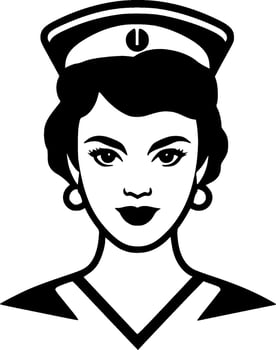 Nurse - Black and White Isolated Icon - Vector illustration