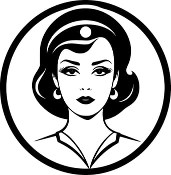 Nurse - Black and White Isolated Icon - Vector illustration