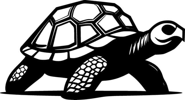 Turtle, Black and White Vector illustration