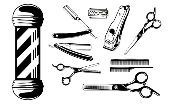 Barbershop icon set Vector design. barbershop illustration simple icon.