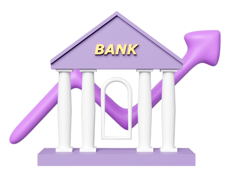 bank or tax office building with charts, graph analysis business financial data, arrow isolated. business strategy, growth concept, 3d illustration render png