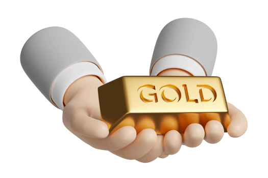 businessman hands holding gold bar isolated. bank financing, money exchange concept, 3d illustration render png