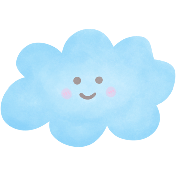 a blue cloud with a smiley face on it isolated on transparent background png