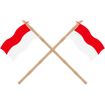 the red and white flag flutters on a bamboo pole png