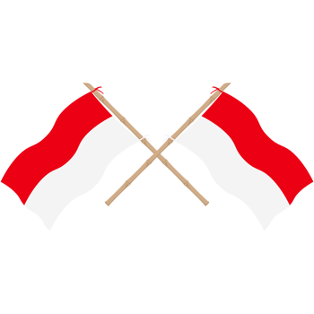 the red and white flag flutters on a bamboo pole png