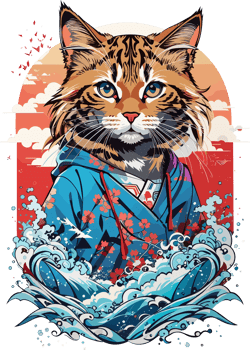 Japanese-Style Cat Hood A Feline Elegance AI generative png