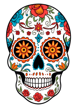 Sugar skull isolated on transparent background. Day of the Dead celebration. AI generative illustration png