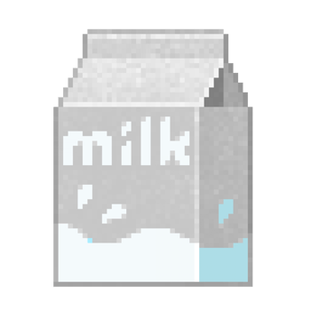 An 8-bit retro-styled pixel-art illustration of a white milk carton. png