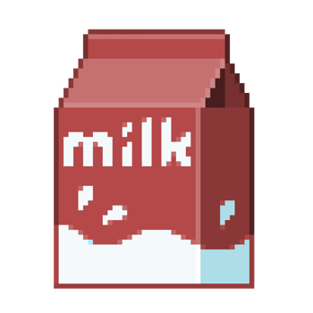 An 8-bit retro-styled pixel-art illustration of a red milk carton. png