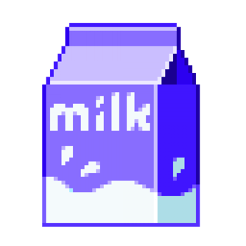 An 8-bit retro-styled pixel-art illustration of purple milk. png