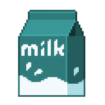 An 8-bit retro-styled pixel-art illustration of green milk. png
