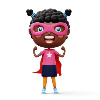 Funny little power superhero child in a hero clothes, hero kid concept, 3d rendering png