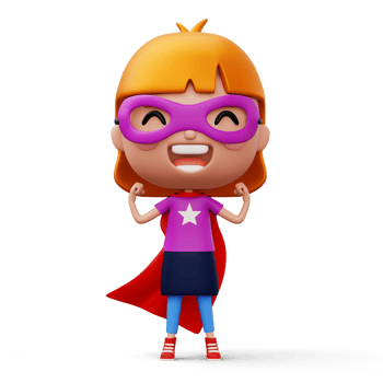 Funny little power superhero child in a hero clothes, hero kid concept, 3d rendering png