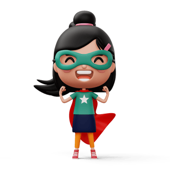 Funny little power superhero child in a hero clothes, hero kid concept, 3d rendering png