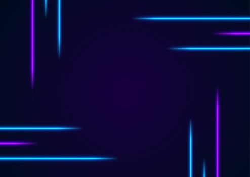 Blue and purple neon lines abstract tech background vector