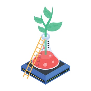 An isometric icon of plant growing vector