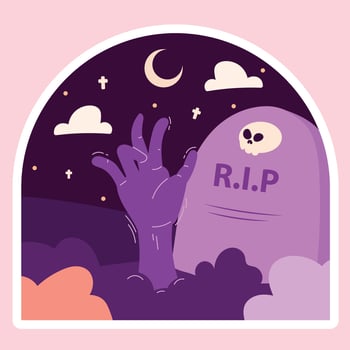 Hand Drawn Zombie Halloween sticker illustration clipart Free Vector