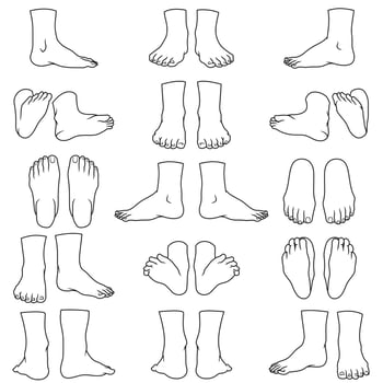 Human leg pose clean line art vector illustration bundle