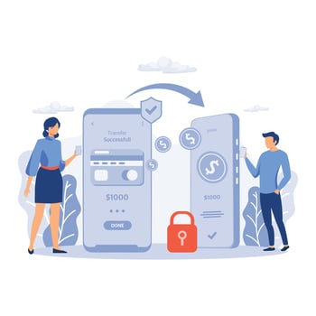 successful contactless payment transaction. Banking service.  flat vector modern illustration