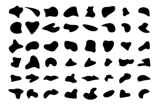 vector set of randomly shaped black blobs.  abstract elements of ink blot, liquid and silhouette.  shape, blob, organic, vector, irregular, circle, form, random.