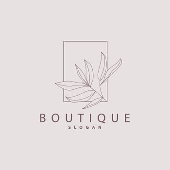 Leaf Line Logo, Beautiful Hand Drawn Design, Botanical Minimalist Vector, Simple Organic Plant Feminine Logo vector