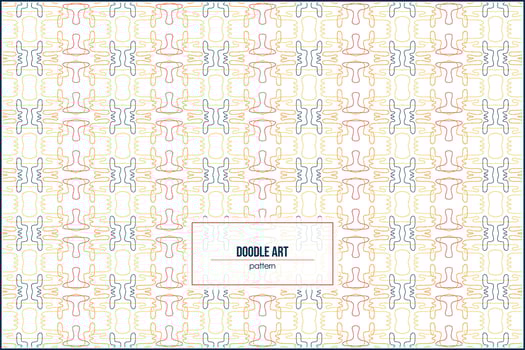 colorfull doodle art line pattern with vintage style colors vector