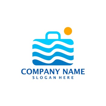 Wave Suitcase logo design vector. Suitcase logo design template concept vector