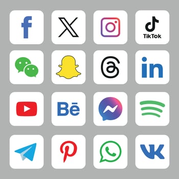 Social media icons set Logo Vector Illustrator network