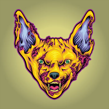 Nightmarish bat head terrifying monster zombie  vector illustrations for your work logo, merchandise t-shirt, stickers and label designs, poster, greeting cards advertising business company or brands.