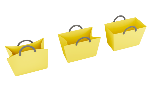 3D rendering of paper bag, shopping bags in top view png